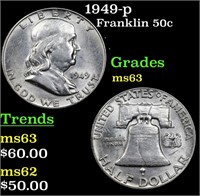 1949-p Franklin 50c Grades Select Unc