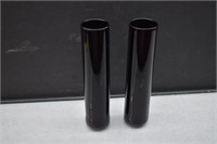 Pair of Black Amethyst Modern Style Cylinder Vases