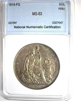 1914-FG Sol NNC MS63 Peru
