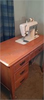 Vintage Singer Sewing Machine w Cabinet & Contents