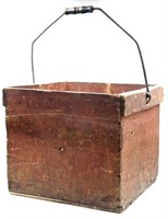 Vintage Wooden Box, Bucket with Handle
