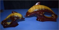 Glazed Red Pottery Dolphins