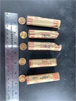 6 Partial rolls of wheat and Lincoln cents, almost
