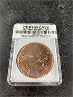 1 Troy oz. round of .999 fine copper from the Gold