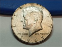 OF) 1965 silver Kennedy half dollar