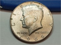 OF) 1966 silver Kennedy half dollar