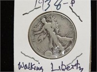 1938 P WALKING LIBERTY HALF DOLLAR 90%