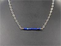 .925 Sterling Silver Chain w/Blue Lapis Beads
