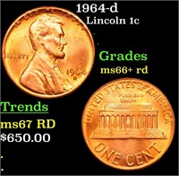 1964-d Lincoln Cent 1c Grades GEM++ RD