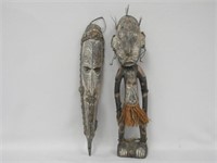 (2 PCS.) AFRICAN CARVED FIGURE & WALL HANGING: