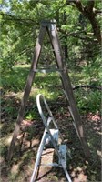 Step stool vintage wood ladder 6 ft