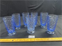 Vintage Blue Glass Footed Tumblers*