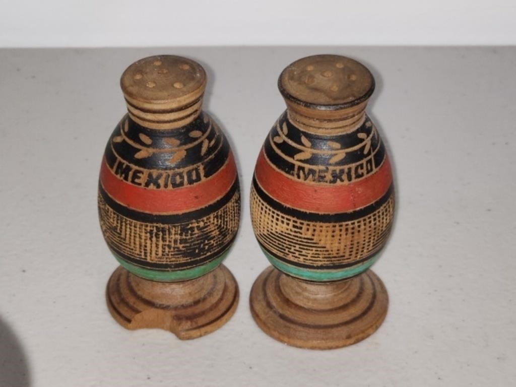 Unique wooden salt and pepper shakers