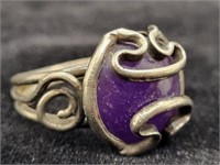 Silver Wrapped Amethyst Ring Sz 8