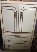 1980 Art Deco Vintage Gold & Cream Dresser