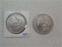 1880 & 1880-O Morgan Silver Dollars VF