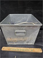 Square metal bucket and contents