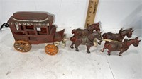 Vintage Metal Wagon and Horse Team
