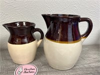Vintage RRP Brown Glaze Stoneware Pitchers
