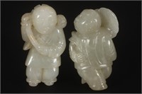 Two Chinese White Jade Figures,