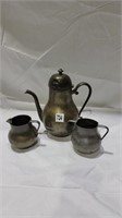 Marked pewter tea set