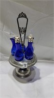 Victorian cobalt blue curet set