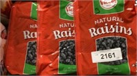 Three bags of raisins