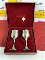 Pair of Royal Selangor pewter wine glasses