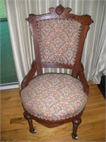 Hand Carved Upholstered Chair  35 Inches Tall