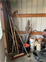 Long handle tools and wall of contents
