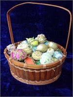 Basket of Vintage Hand Decorated Easter Eggs