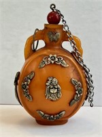 Resin Snuff Bottle with Applied Reliefs