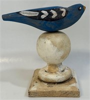 SWEET NOVA SCOTIA FOLK ART CARVED BIRD ON PERCH