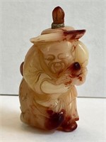 Chinese Snuff Bottle Man Holding A Fish