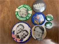 7 JIMMY CARTER PIN-BACK BUTTONS