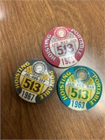 3 UNION PIN-BACK BUTTONS - 1963, ‘65 & ‘67