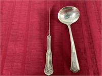 TWISTED BUTTER KNIFE & E P N S  LADLE SPOON