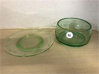 Uranium Glass Bowl And Plate