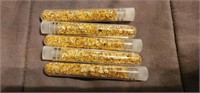 FIVE VIALS OF GOLD FLAKES