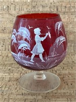 Mary Gregory Ruby & Clear Glass Brandy Sniftner