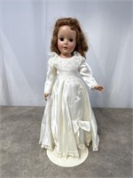 17.5 inch hard plastic doll in wedding dress with