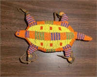 Native American beaded buckskin Turtle figure 7"