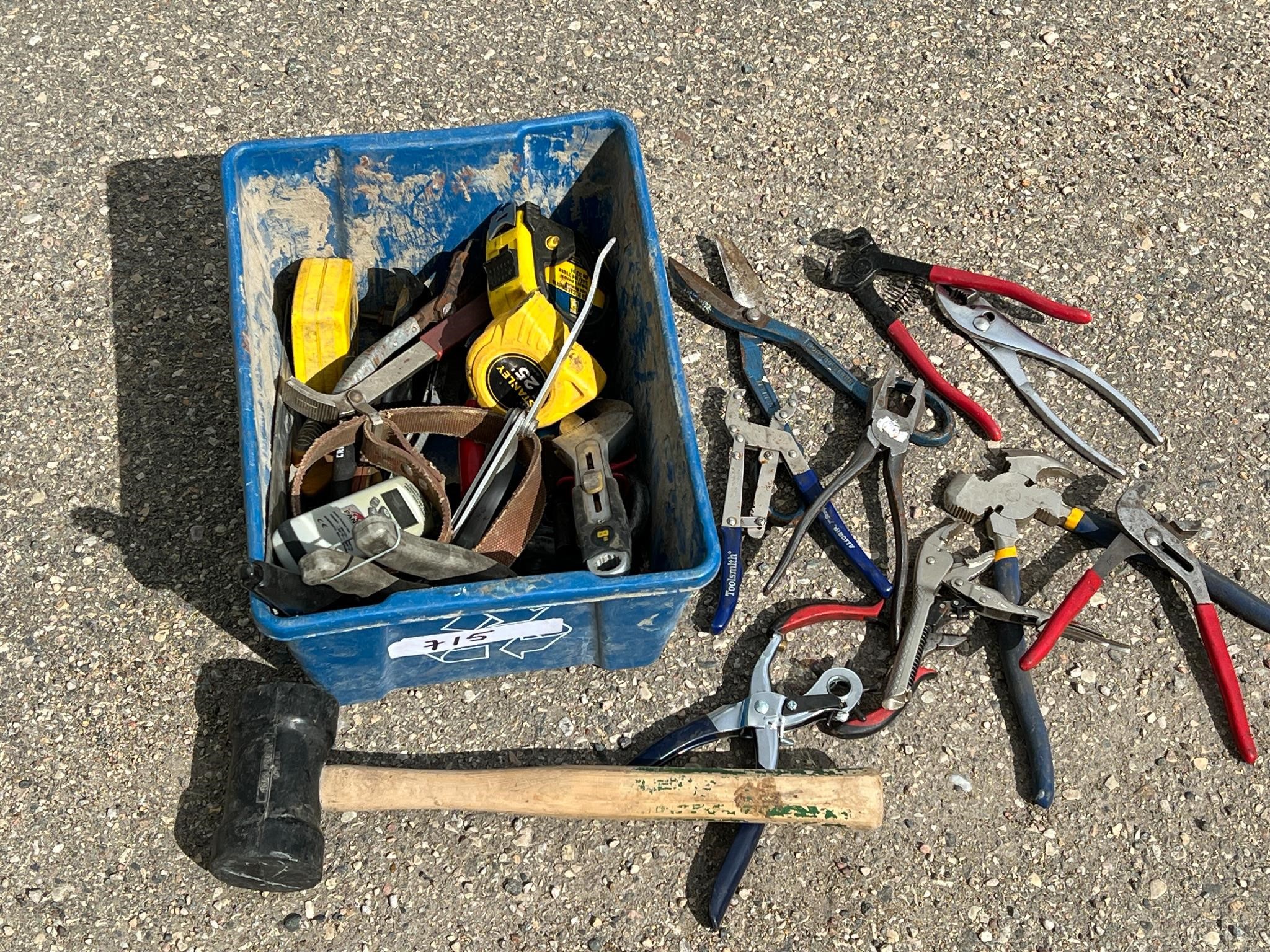 Bin of Pliers, Cutters, Tools