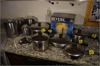 332: reverware pots and pans, canisters