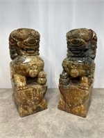 Manchurian Jade Foo Dogs - Representing both male