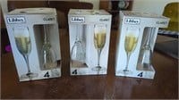 LIBBEY FLUTE WINE GLASSES 4 IN A BOX