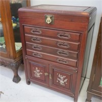 Chinese inlaid rosewood flatware cabinet