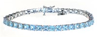 Princess Cut 19.50 ct Natural Blue Topaz Bracelet
