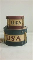 2 boyds bears wooden USA drums