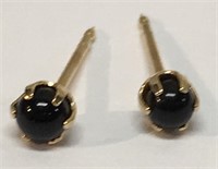 14k Gold And Black Bead Earrings
